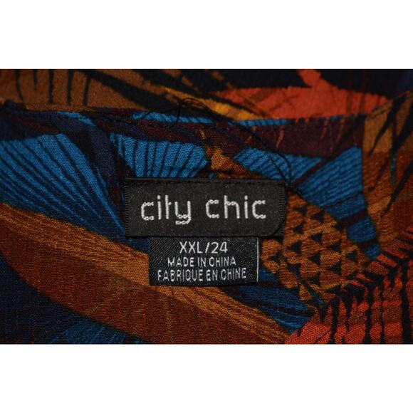 CITY CHIC $109 Crinkle Textured Tropical Print V-Neck Maxi Dress XXL / 24 - Picture 4 of 4